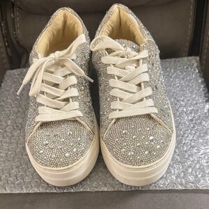 Betsey Johnson Glittering Silver Sneakers